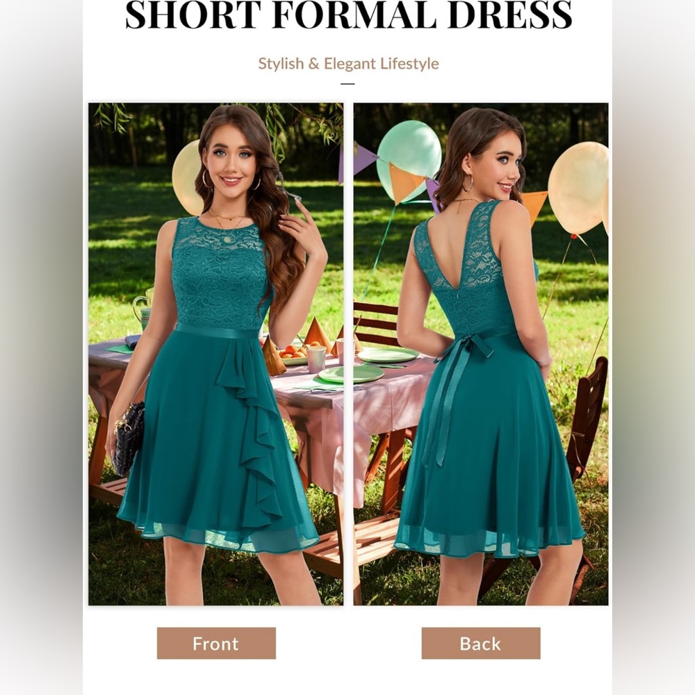 BeryLove Cocktail Dresses Prom Wedding Guest Short Bridesmaid Dresses Ruffle Hem